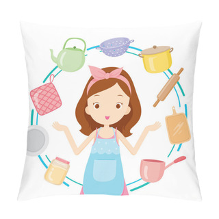 Personality  Girl With Kitchen Equipments Pillow Covers
