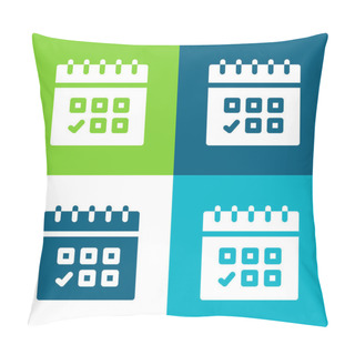 Personality  Appointment Flat Four Color Minimal Icon Set Pillow Covers
