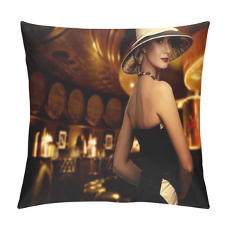Personality  Woman In Luxury Club Interior Pillow Covers