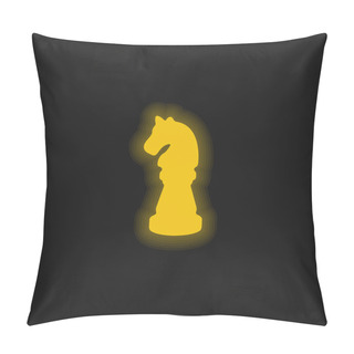 Personality  Black Horse Chess Piece Shape Yellow Glowing Neon Icon Pillow Covers