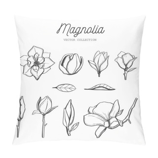 Personality  Magnolia Flower Set. Vector Hand Pillow Covers