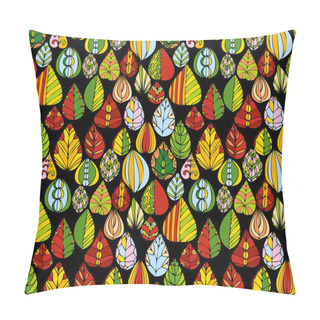 Personality  Vector Seamless Pattern With Doodle Leaves Pillow Covers