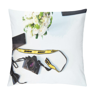 Personality  Photo Retro Camera On A Table With Different Objects Pillow Covers