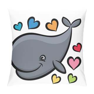 Personality  Cartoon Whale With Hearts Pillow Covers
