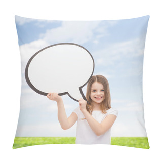 Personality  Smiling Little Girl With Blank Text Bubble Pillow Covers