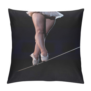 Personality  Cropped View Of Aerial Acrobat Standing On Tip Toe On Rope  Pillow Covers