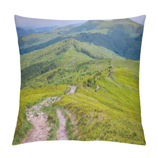 Personality  Aerial View From Trail On Wetlina Meadows, Bieszczady Mountains In Poland Pillow Covers