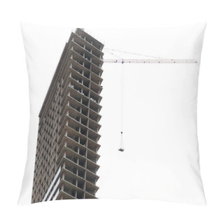 Personality  Skyscraper Under Construction, Isolated On White. Pillow Covers