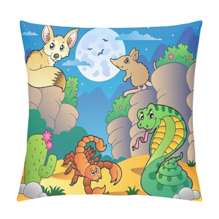 Personality  Desert Scene With Various Animals 5 Pillow Covers
