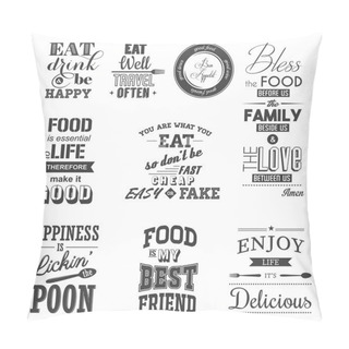 Personality  Set Of Vintage Food Typographic Quotes Pillow Covers