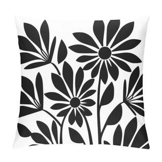 Personality  Flower Pattern - Black And White Vector Illustration Pillow Covers