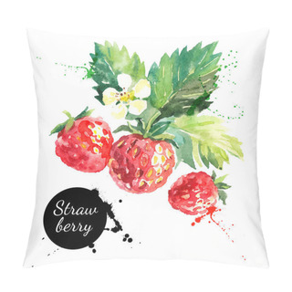 Personality  Hand Drawn Watercolor Painting Strawberries Pillow Covers