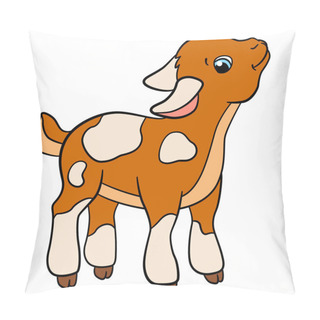 Personality  Cartoon Farm Animals For Kids. Little Cute Goat Smiles. Pillow Covers