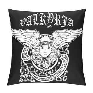 Personality  Viking Design. Valkyrie In A Winged Helmet. Image Of Valkyrie, A Woman Warrior From Scandinavian Mythology Pillow Covers