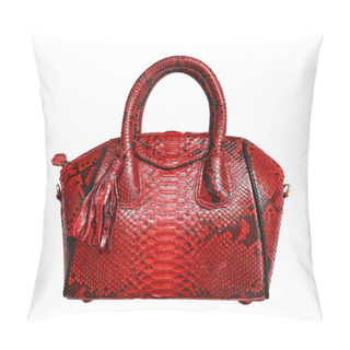 Personality  Python Snake Skin Red Bag Isolated On White Background. Exotic Snakeskin Purse Pillow Covers