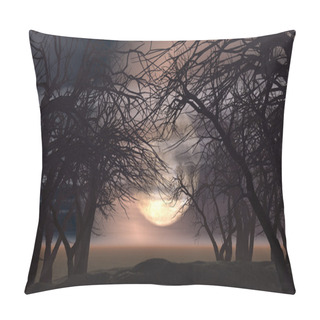 Personality  3D Spooky Landscape With Trees Pillow Covers