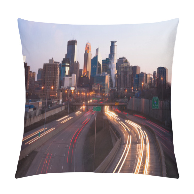 Personality  Rush Hour Traffic Elevated Freeway Sunrise Minneapolis Minnesota Pillow Covers