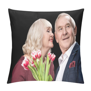 Personality  Senior Couple With Tulips Bouquet Pillow Covers