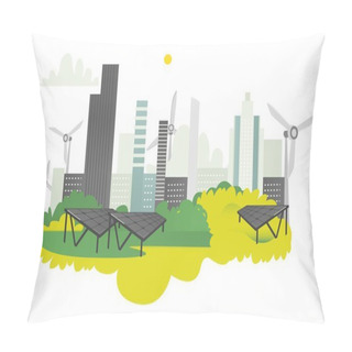 Personality  Vector Flat Modern City Icon Concept Pillow Covers