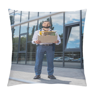 Personality  Fired Happy Businessman With Box Pillow Covers