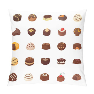 Personality  Set Of Assorted Chocolates Vector Icons Pillow Covers