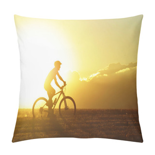 Personality  Profile Silhouette Sport Man Riding Cross Country Mountain Bike Pillow Covers