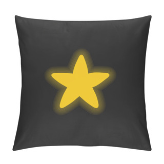 Personality  Black Rounded Star Yellow Glowing Neon Icon Pillow Covers