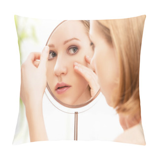 Personality  Young Beautiful Healthy Woman And Reflection In The Mirror Pillow Covers