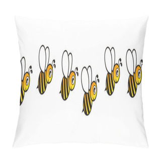 Personality  Line Of Flying Cute Bees Vector Illustration Isolated On White Pillow Covers