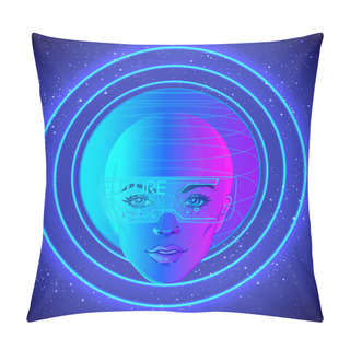 Personality  Futuristic Synth Wave Style. Retroparty  Flyer Template. Portrai Pillow Covers