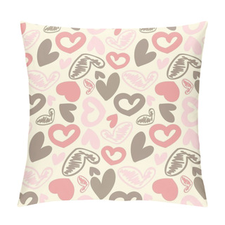 Personality  Fun Seamless Vintage Love Heart Background In. Pretty Colors. Pillow Covers