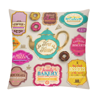 Personality  Vintage Set Of Grunge Stickers, Labels And Tags For Coffee Or Bakery Pillow Covers