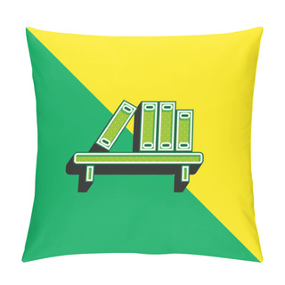 Personality  Book Shelf Green And Yellow Modern 3d Vector Icon Logo Pillow Covers