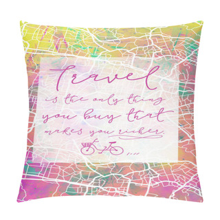 Personality  Inspirational Quote On Abstract Map Background. Pillow Covers