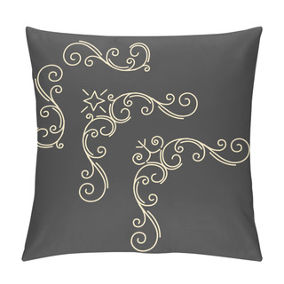 Personality  Flourish Decorative Corners Set. Calligraphy Swirls, Floral Swashes, Ornate Motifs, Scrolls. Wedding Invitation, Save The Date. Vector. Pillow Covers