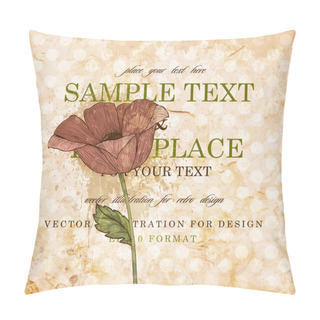 Personality  Red Engraving Flower For Retro Design, Old Paper Texture Pillow Covers