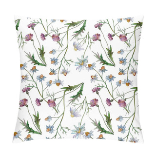 Personality  Wildflowers Floral Botanical Flowers. Wild Spring Leaf Wildflower. Watercolor Illustration Set. Watercolour Drawing Fashion Aquarelle. Seamless Background Pattern. Fabric Wallpaper Print Texture. Pillow Covers