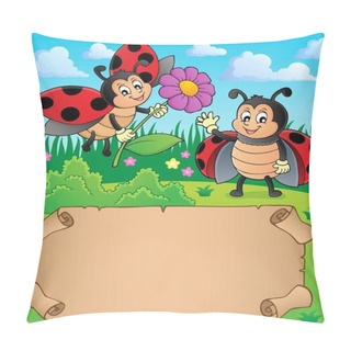 Personality  Small Parchment With Happy Ladybugs Pillow Covers