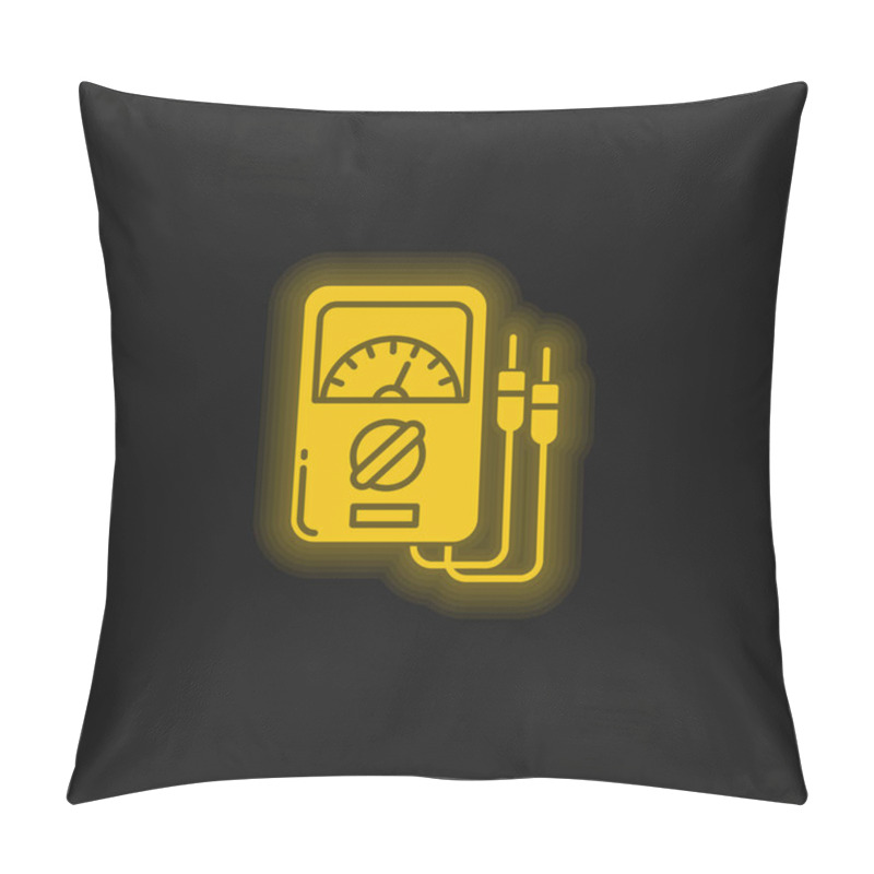 Personality  Ammeter Yellow Glowing Neon Icon Pillow Covers