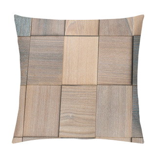 Personality  Background Of Many Wooden Cubes. Wooden Texture For Inserting Inscriptions And Text. Pillow Covers