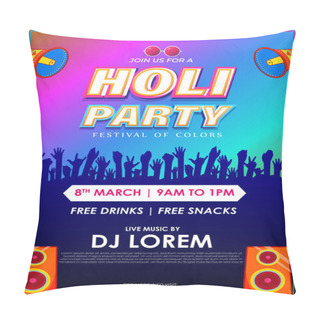 Personality  Vector Illustration Of Happy Holi Party Invitation Template Background Pillow Covers
