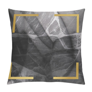 Personality  Golden Framed Square On A Marble Texture Pillow Covers