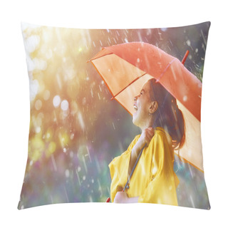 Personality  Child With Red Umbrella Pillow Covers