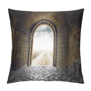 Personality  Gate Opening To Endless Road Leading Nowhere Pillow Covers