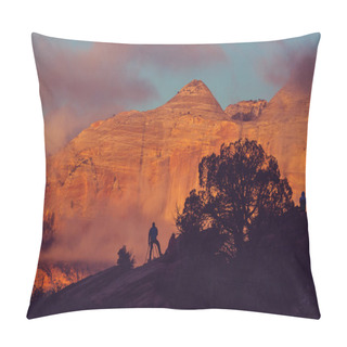 Personality  People At Zion National Park Pillow Covers