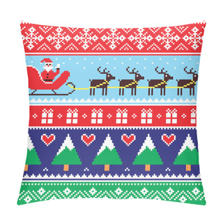 Personality  Christmas Jumper Or Sweater Seamless Pattern With Santa And Reindeer  Pillow Covers