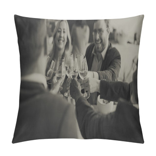 Personality  Business People Cheers With Wine At The Restaurant Pillow Covers