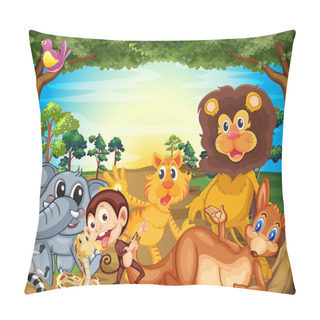 Personality  A Group Of Animals Relaxing Under The Tree Pillow Covers