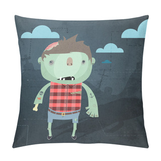 Personality  Vector Grunge Background With Zombie. Pillow Covers