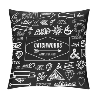 Personality  Set Of Chalk Catchwords, Ampersands And Other Vector Elements Pillow Covers